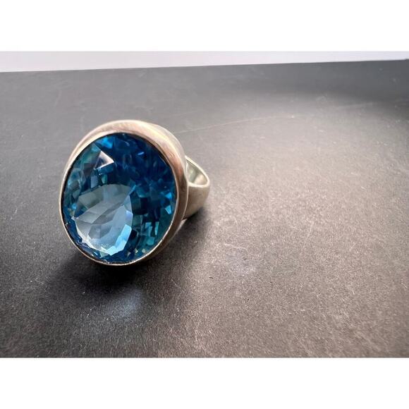 NEW Blue topaz sterling silver ring size 7.5 / 12.43 grams - Picture 11 of 11
